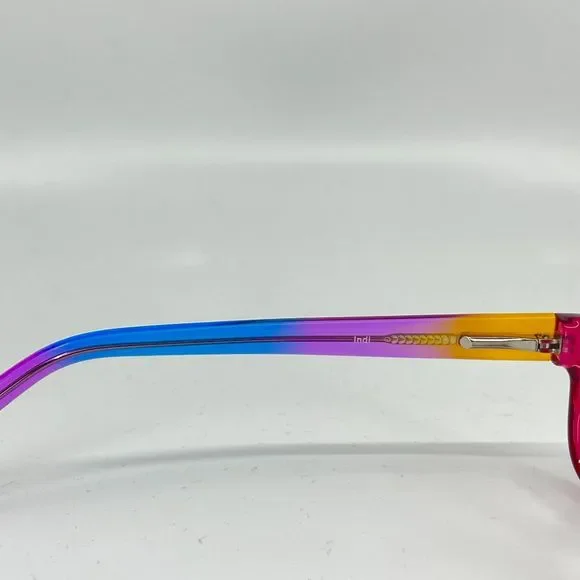 Indi KG 7001 PK Eyeglasses Frames Blue Purple Orange Square Striped 49-15-135 - Picture 7 of 10